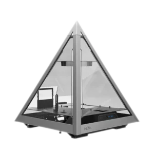 case azza pyramid l 804 gaming caja piramidal atx gris negro aluminio anodizado