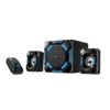 cornetas genius sw g2 gaming madera negra rca 3.5mm 36w led azul bajo ajustable control en línea