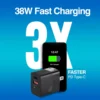 cargador argom rapido de pared volta p4 usb c 38w pared certificacion etl negro
